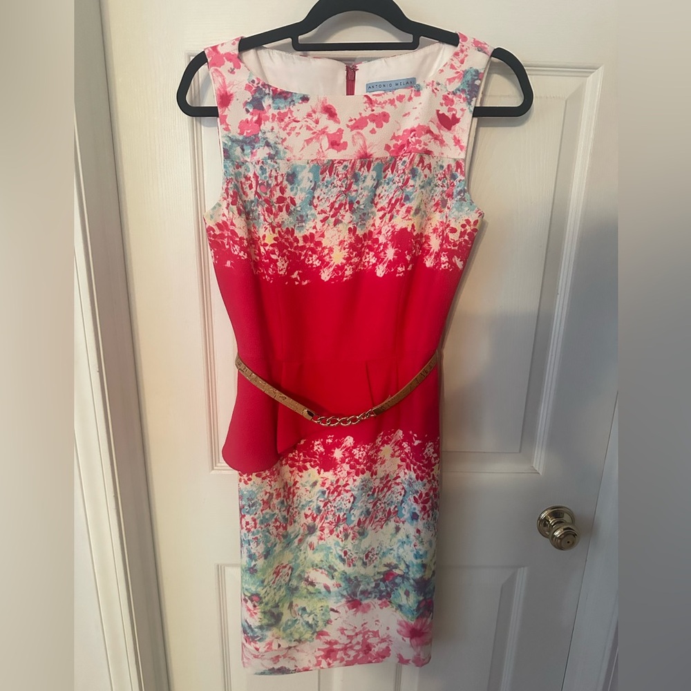 Antonio Melani multicolor Dress with Belt Size 4